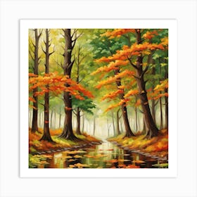 Forest In Autumn In Minimalist Style Square Composition 331 Art Print