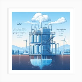 Illustration Of A Water Treatment Plant Art Print