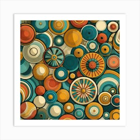 Bohemian boho Style, Abstract Background With Circles Art Print