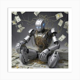 Robot With Money 1 Art Print