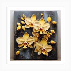 Pattern with Yellow Orchid flowers 2 Art Print