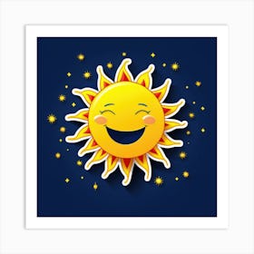 Lovely smiling sun on a blue gradient background 41 Art Print