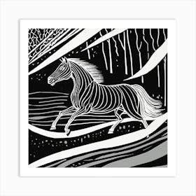 Horse In The Snow Art Print