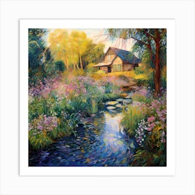 Serenity in Stitched Blooms Art Print