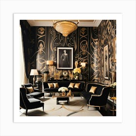 Black And Gold Living Room 7 Art Print