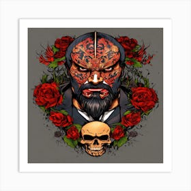 Mexican Skull And Roses Art Print