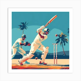 Cricket Player In Action 2 Art Print