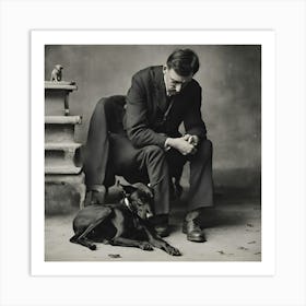 A human with dog. Art Print