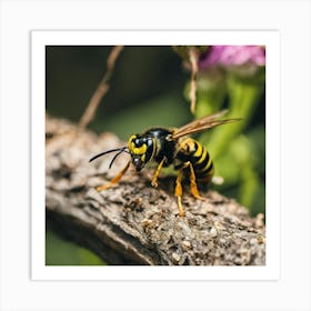 Wasp On A Branch Art Print