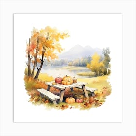 Autumn Picnic Table 6 Art Print