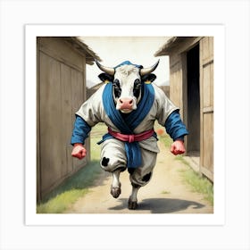 Karate Cow Art Print