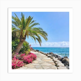 Palm Tree On The Beach Art Print