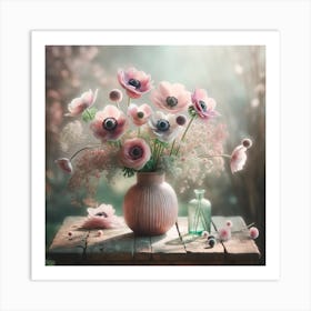 Anemones In A Vase Art Print