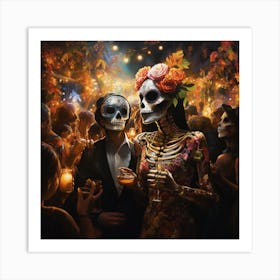 Day Of The Dead Party Couple Art Print