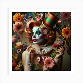 Clown With Flowers 7 Art Print