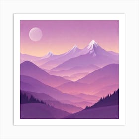 Misty mountains background in purple tone 104 Art Print