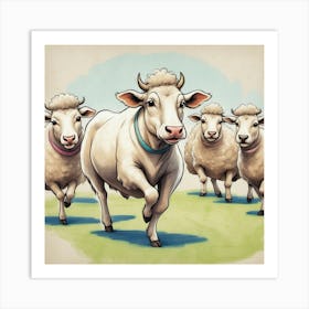 Herd Of Sheep 1 Art Print