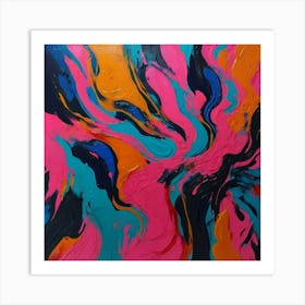 Hand Painted Acrylic Neon Abstract Surreal Style Art Print