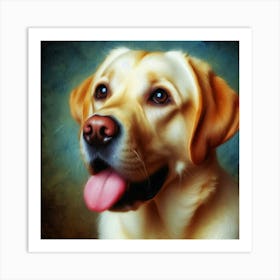 Golder Retriever portrait in oil color Art Print