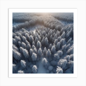 Winter Forest With Visible Horizon And Stars From Above Drone View Perfect Composition Beautiful (8) Art Print