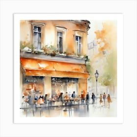 Watercolor Of A Cafe In Paris 9 Art Print