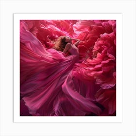 Girl In A Pink Dress Art Print