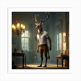 Deer In A Room 12 Art Print