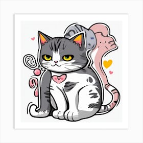 Kawaii Cat Art Print