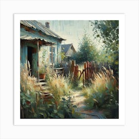 Abandoned House In The Countryside, Acrylic Painting Style Art Print