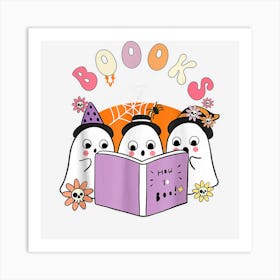 Groovy Booooks Ghost Halloween Teacher Book Library Reading Art Print