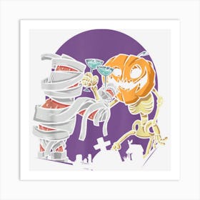 Happy Halloween Party Mummy Jack O Lantern Pumpkin Art Print