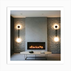 Modern Living Room With Fireplace 15 Art Print