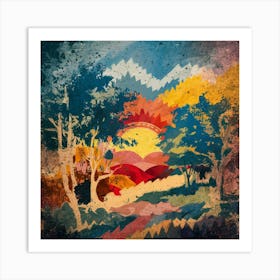 A stunning oil painting of a vibrant and abstract watercolor 11 Art Print