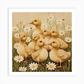 Ducklings Fairycore Painting 4 Art Print