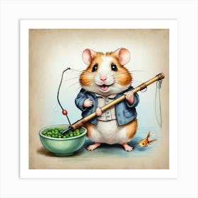 Hamster Fishing 1 Art Print