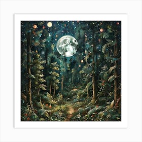 Full Moon In The Forest 2 Art Print