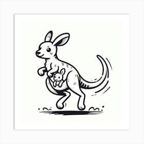 Line Art kangaroo 5 Art Print