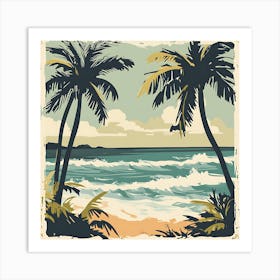 Vintage Tropical Beach Poster Art Print