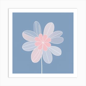 A White And Pink Flower In Minimalist Style Square Composition 20 Art Print