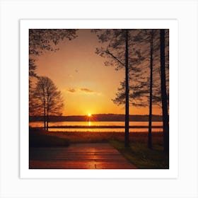 Sunset Over Lake 35 Art Print