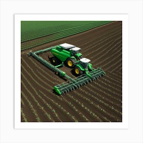 John Deere Combine Harvester Art Print