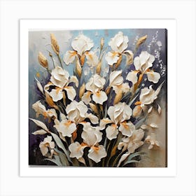 Pattern with White Irises flowers 1 Art Print