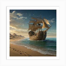 Ship In The Sand 2 Art Print