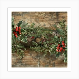 Yule Inspired Banner Texture With Mistletoe 3 Art Print