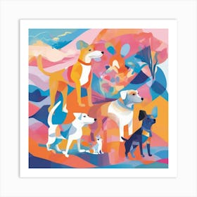 Dogs In The Park Art Print