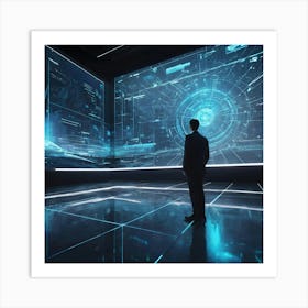 Futuristic Man In Futuristic Room 1 Art Print