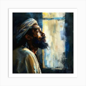 Man Looking Out Of The Window Art Print