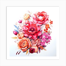 Watercolor Flower Bouquet Art Print