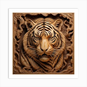 Tiger Carving 2 Art Print