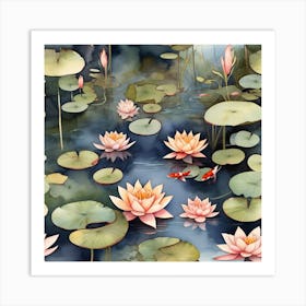 Serene koi fish pond 3 Art Print